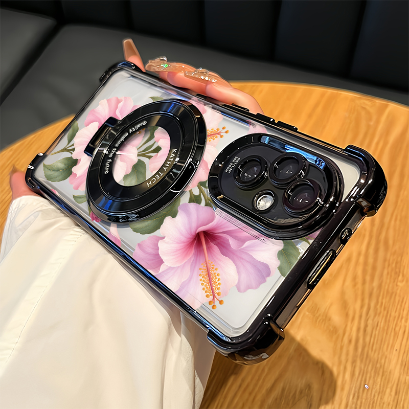 Oppo A78 - Telefoonhoesje met roze hibiscusbloemenpatroon voor OPPO